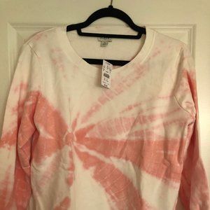 Brand New with Tags J.Crew Pink and White Tye-Dye Sweatshirt